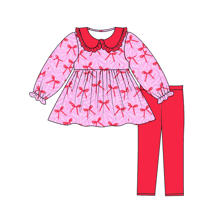Valentine sweet heart printed top&leggings 2pcs set