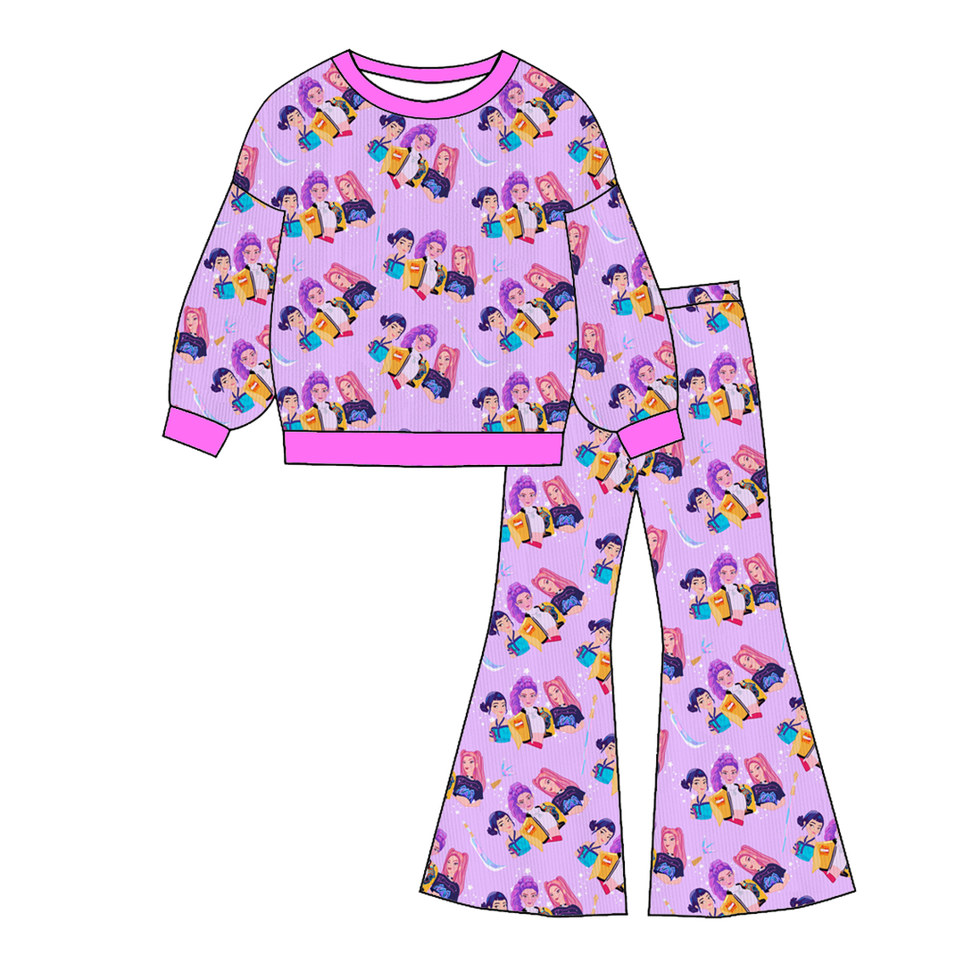 Kpop demon hunters all-over printed top&bell pant 2pcs set