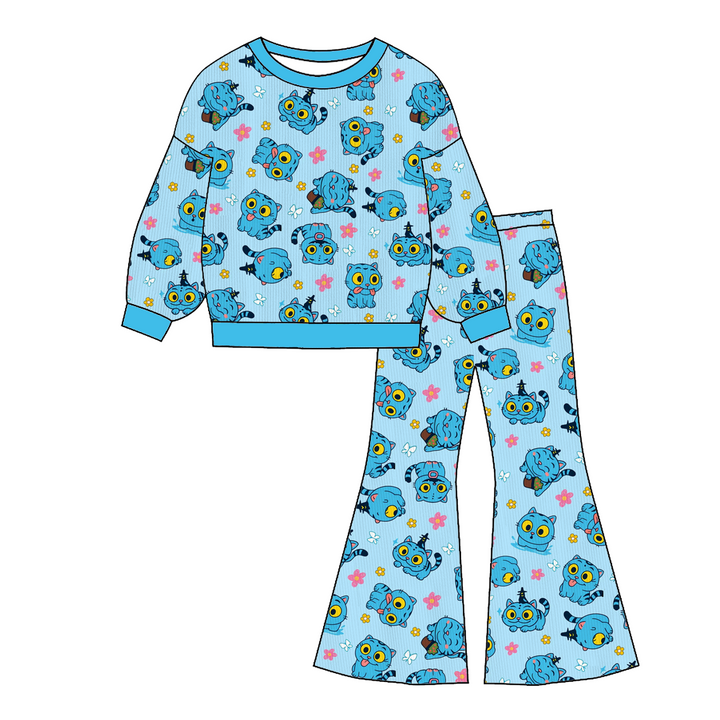 Kpop demon hunters all-over printed top&bell pant 2pcs set