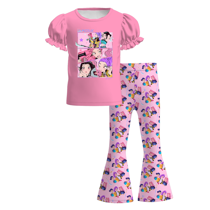 Girls' KDH K-pop inspired top&flared pants set