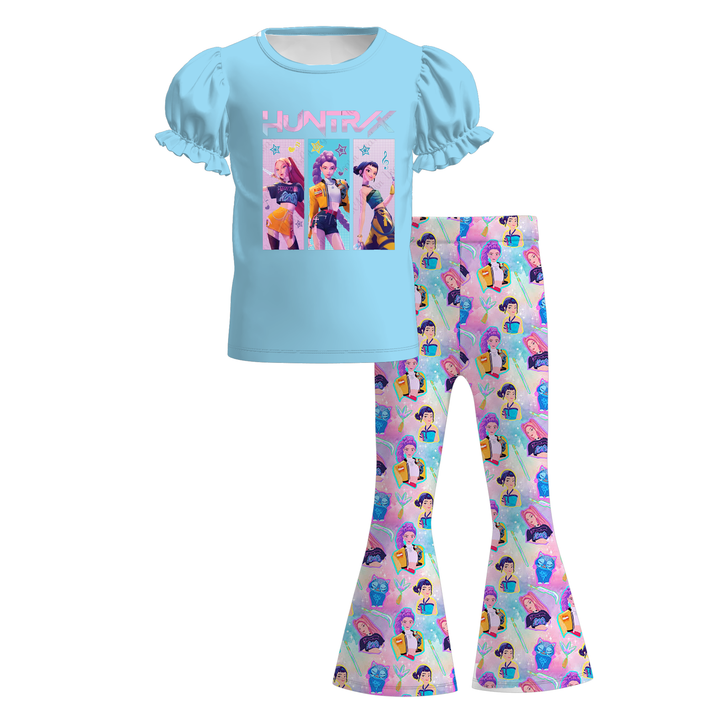Girls' KDH K-pop inspired top&flared pants set