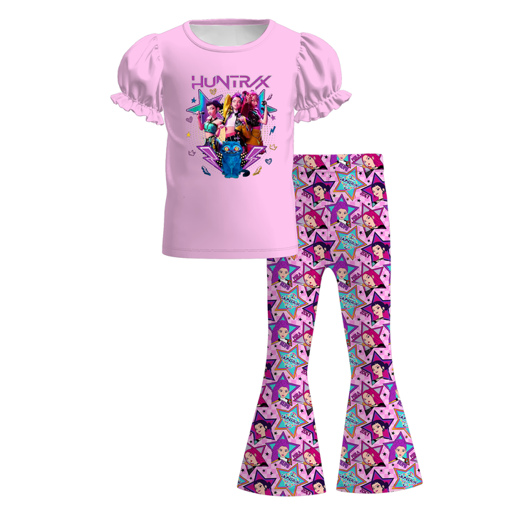 Girls' KDH K-pop inspired top&flared pants set