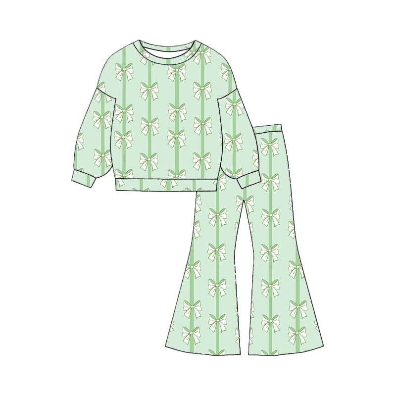 St. Patrick's Day all-over printed top&bell pant 2pcs set