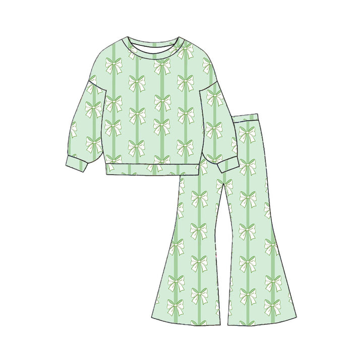 St. Patrick's Day all-over printed top&bell pant 2pcs set
