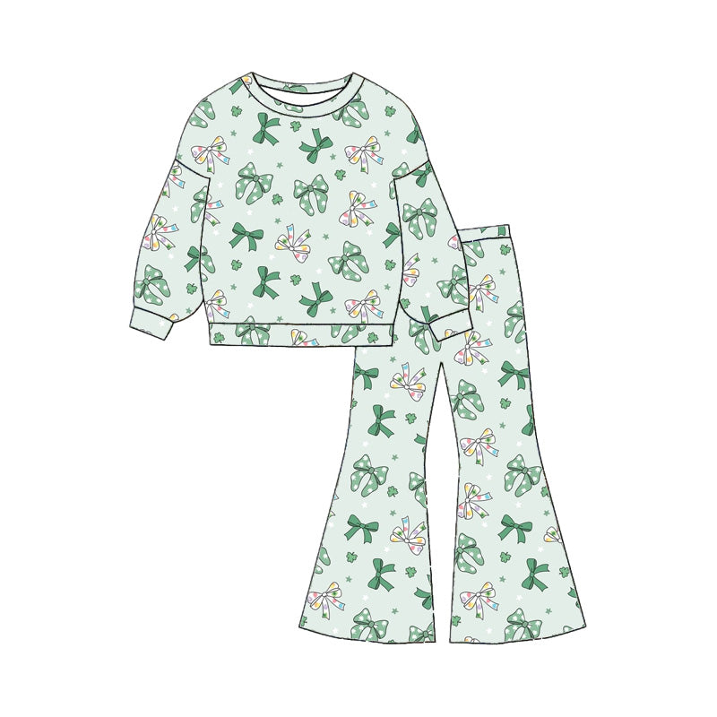 St. Patrick's Day all-over printed top&bell pant 2pcs set