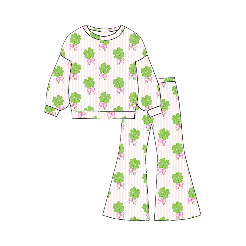 St. Patrick's Day all-over printed top&bell pant 2pcs set