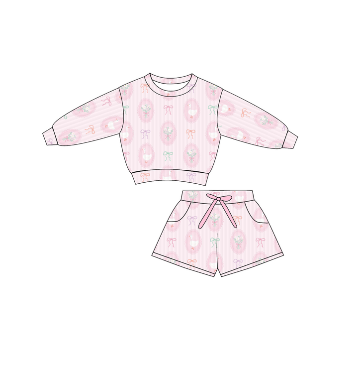 Valentine's pullover sweater top&bowtie short for girls