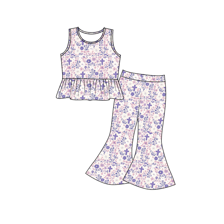 Easter cute all-over printed tank top&pant set for girls