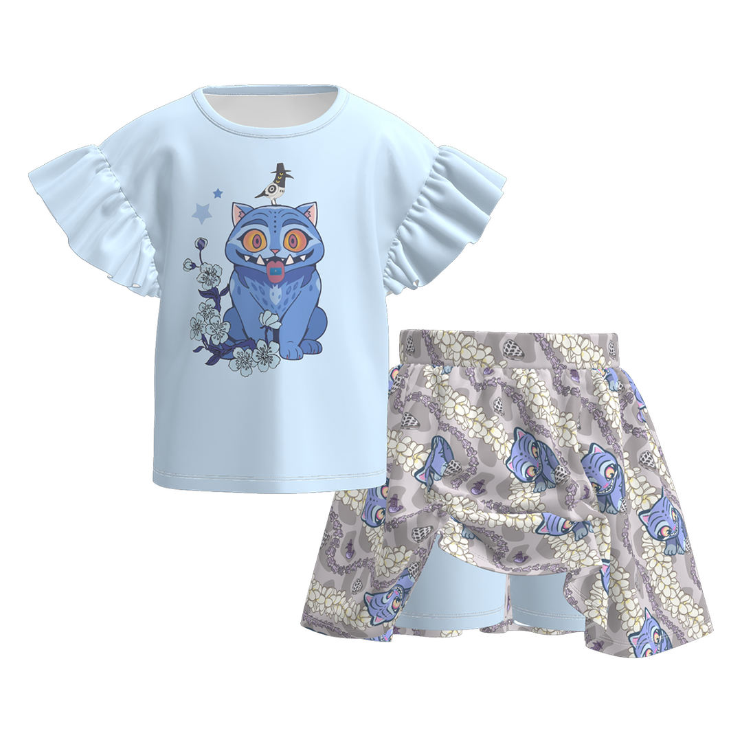 KDH K-pop inspired short sleeve top&skort set for girls