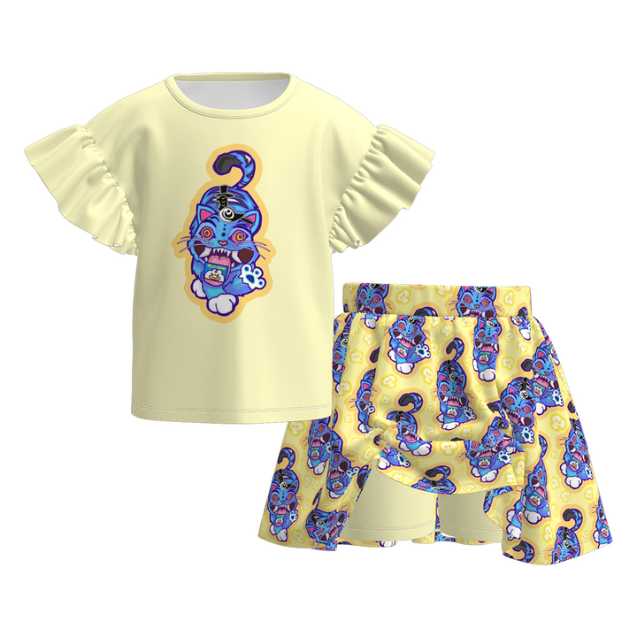 KDH K-pop inspired short sleeve top&skort set for girls