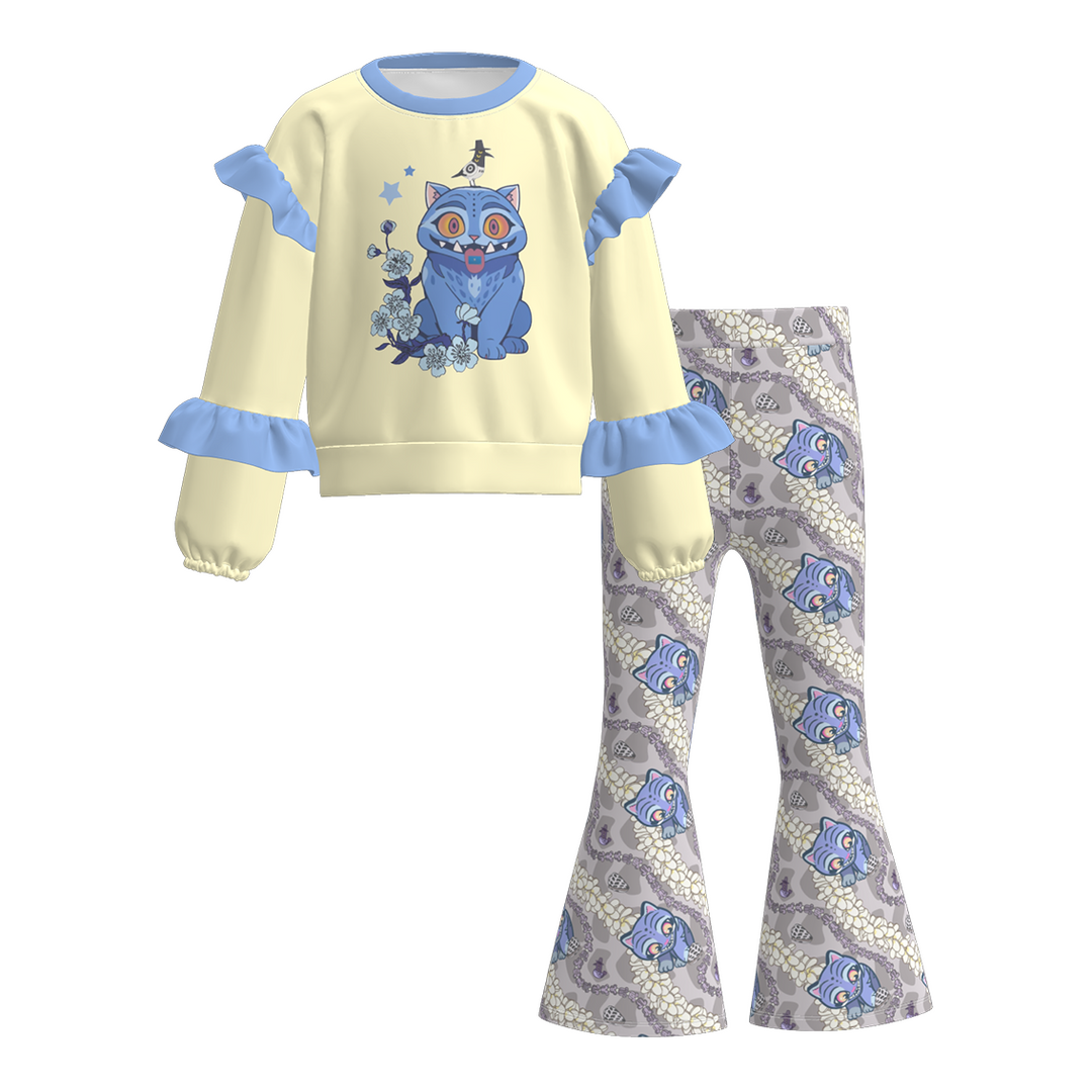 KDH K-pop inspired ruffle pullover top&pant set for girls