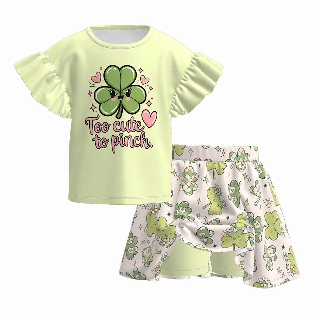 St. Patrick's Day short sleeve top&Skort 2pcs set