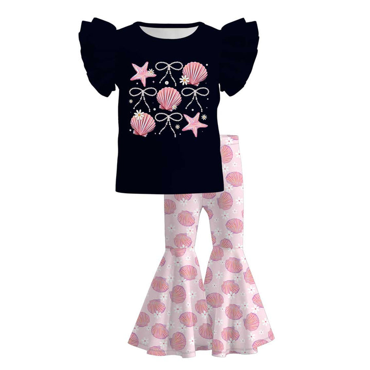 Ocean Dream shell printed top&bell pant set for girls