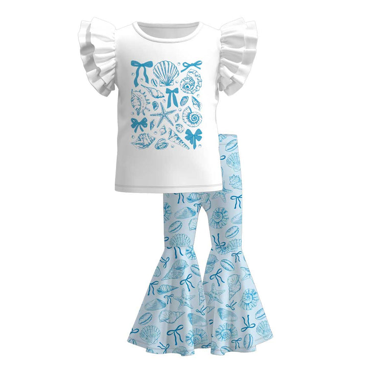 Ocean Dream shell printed top&bell pant set for girls
