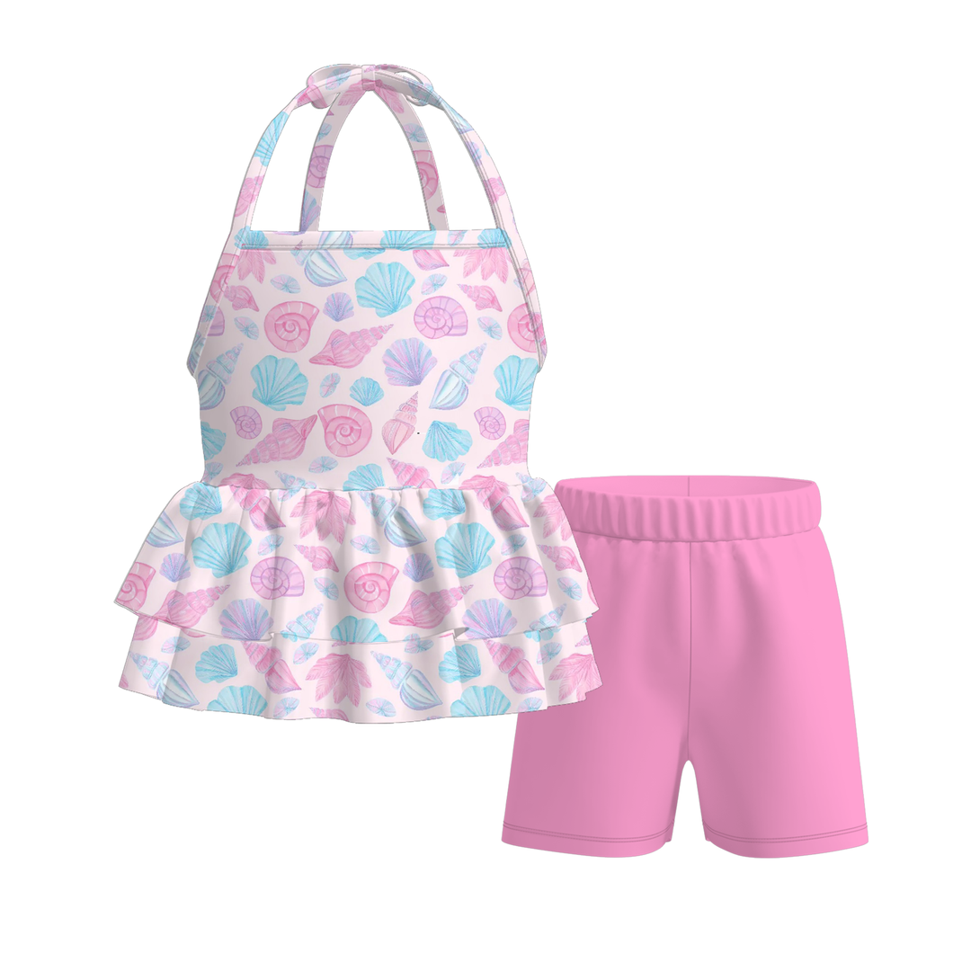 Deepsea dream summer halter neck tie top&bell pant set for girls