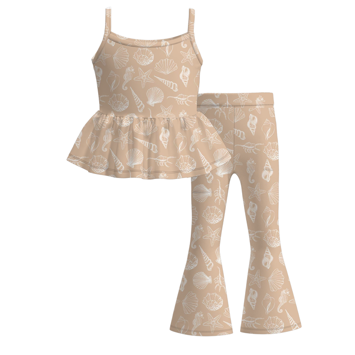 Deepsea dream summer tank top&bell pant set for girls