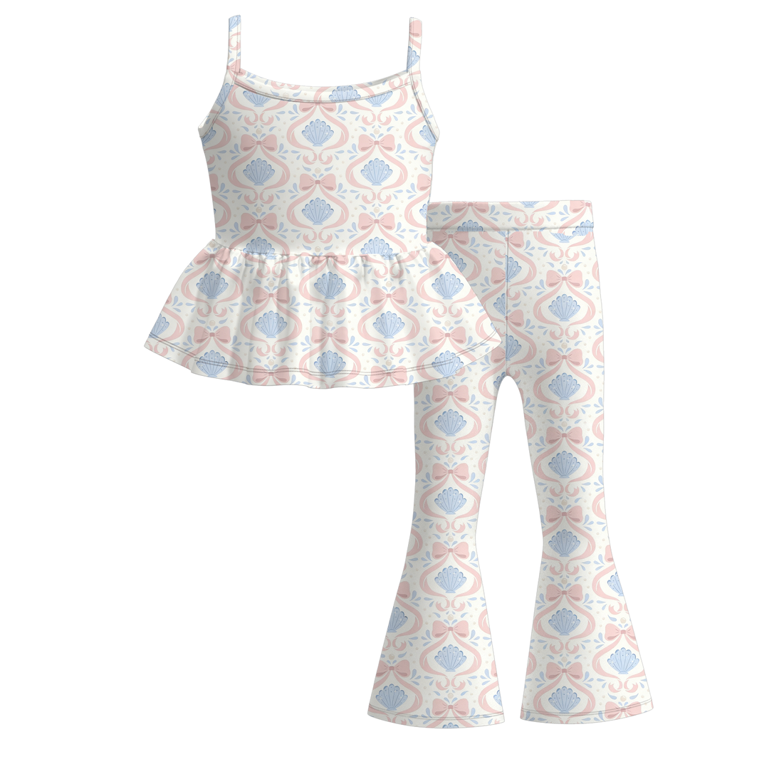 Deepsea dream summer tank top&bell pant set for girls