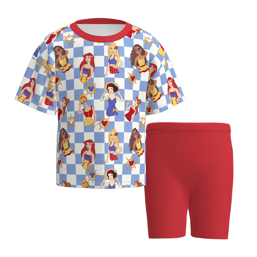 Girls' princess vacation printed summer dress sibling outfits