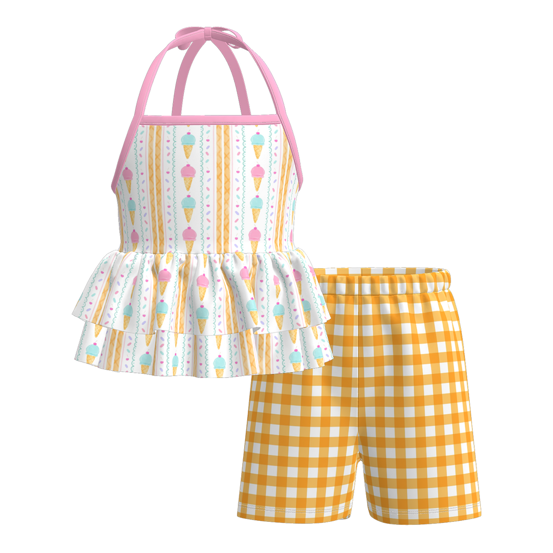 Girls' Sweet ice cream ruffle dress sibling outfits