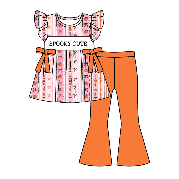 Halloween Spooky cute pink embroidery dress holiday sisters outfits