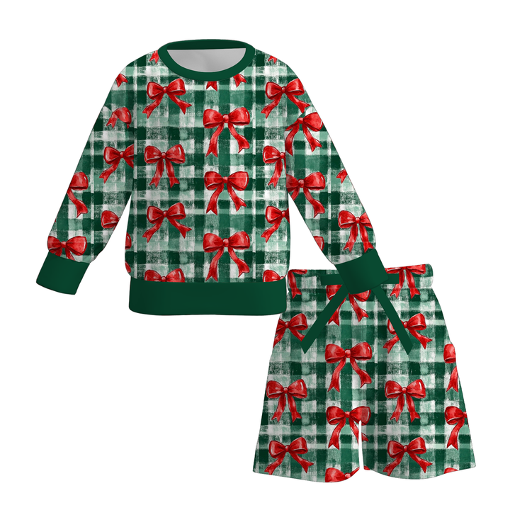 Matching Family Christmas Sweatshirt Set with Bow Print