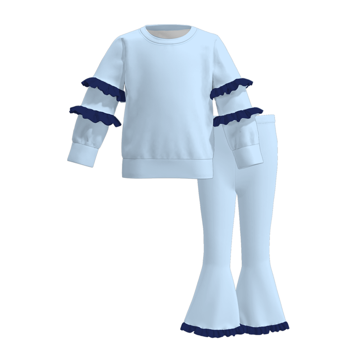 Girls Ruffle Long Sleeve Top & Flare Pants Set