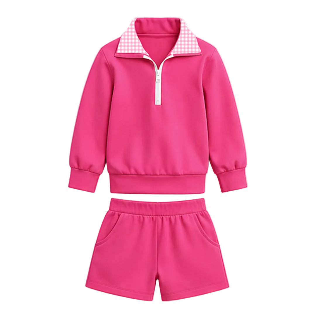 Personalized Custom Girls Half Zip Sweatshirt & Shorts Set