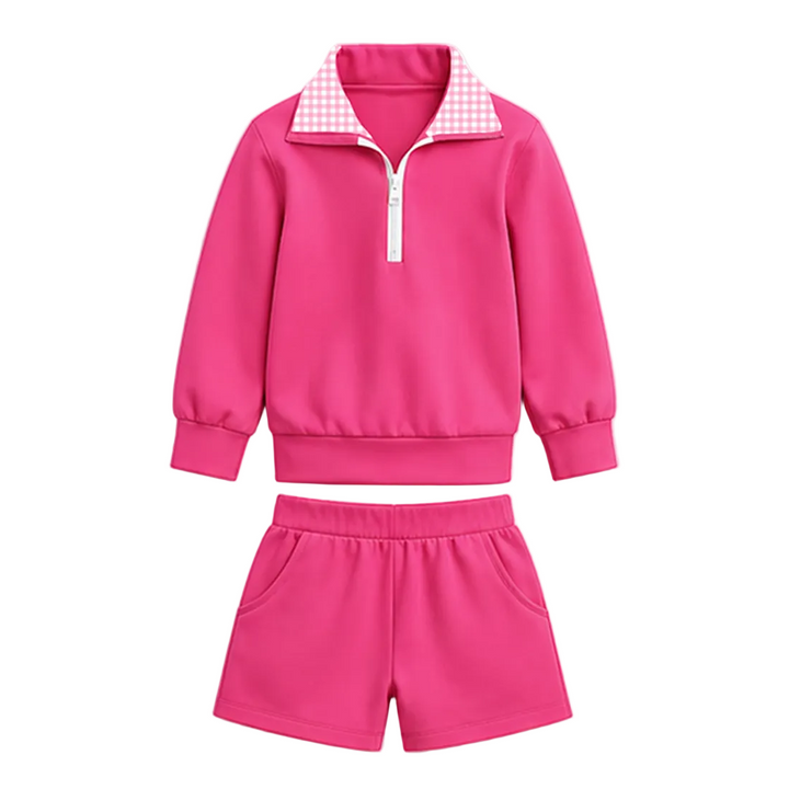 Personalized Custom Girls Half Zip Sweatshirt & Shorts Set