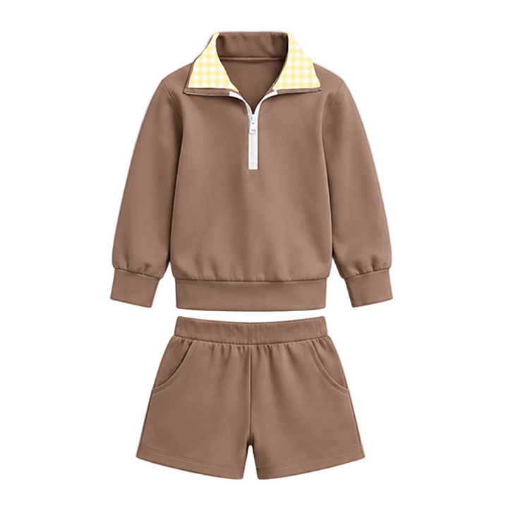 Personalized Custom Girls Half Zip Sweatshirt & Shorts Set