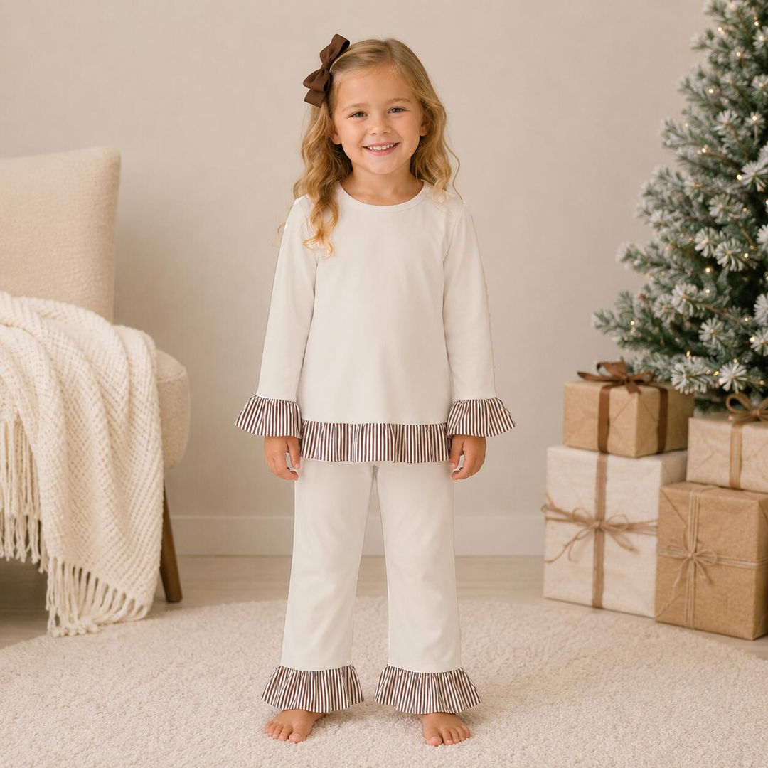 Girls Soft Christmas Loungewear Pajamas Set