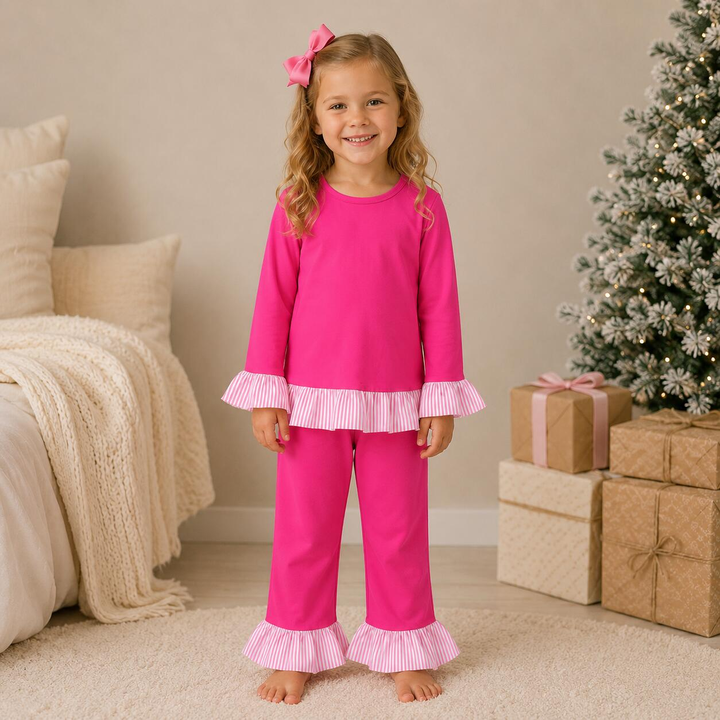 Girls Soft Christmas Loungewear Pajamas Set