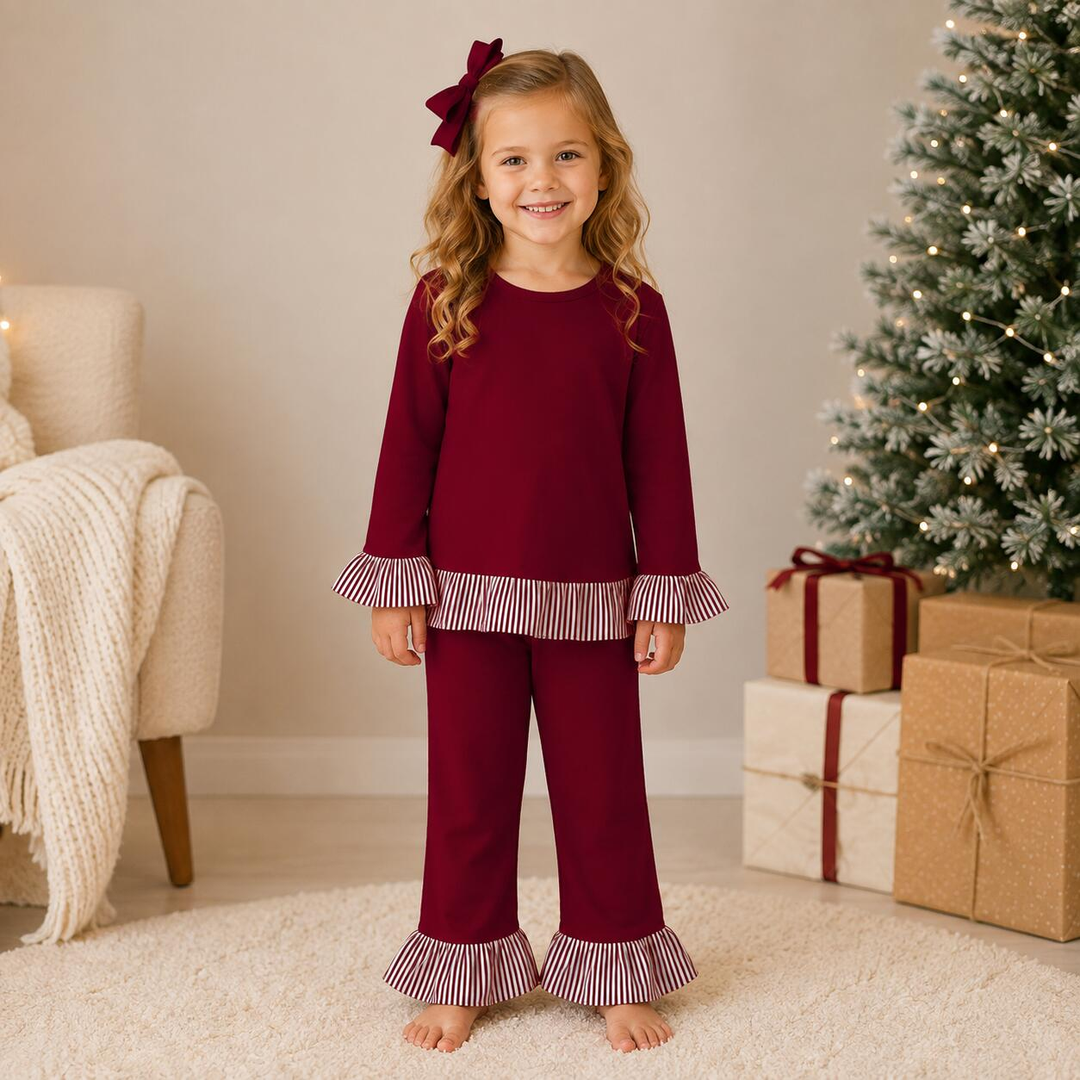 Girls Soft Christmas Loungewear Pajamas Set