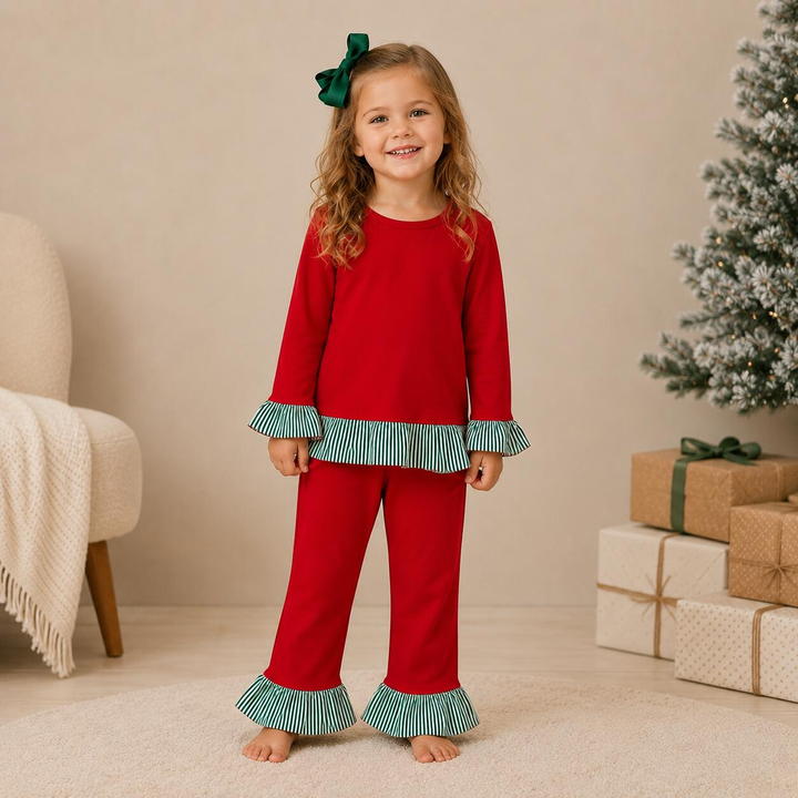 Girls Soft Christmas Loungewear Pajamas Set