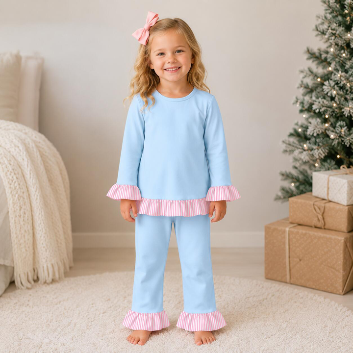 Girls Soft Christmas Loungewear Pajamas Set