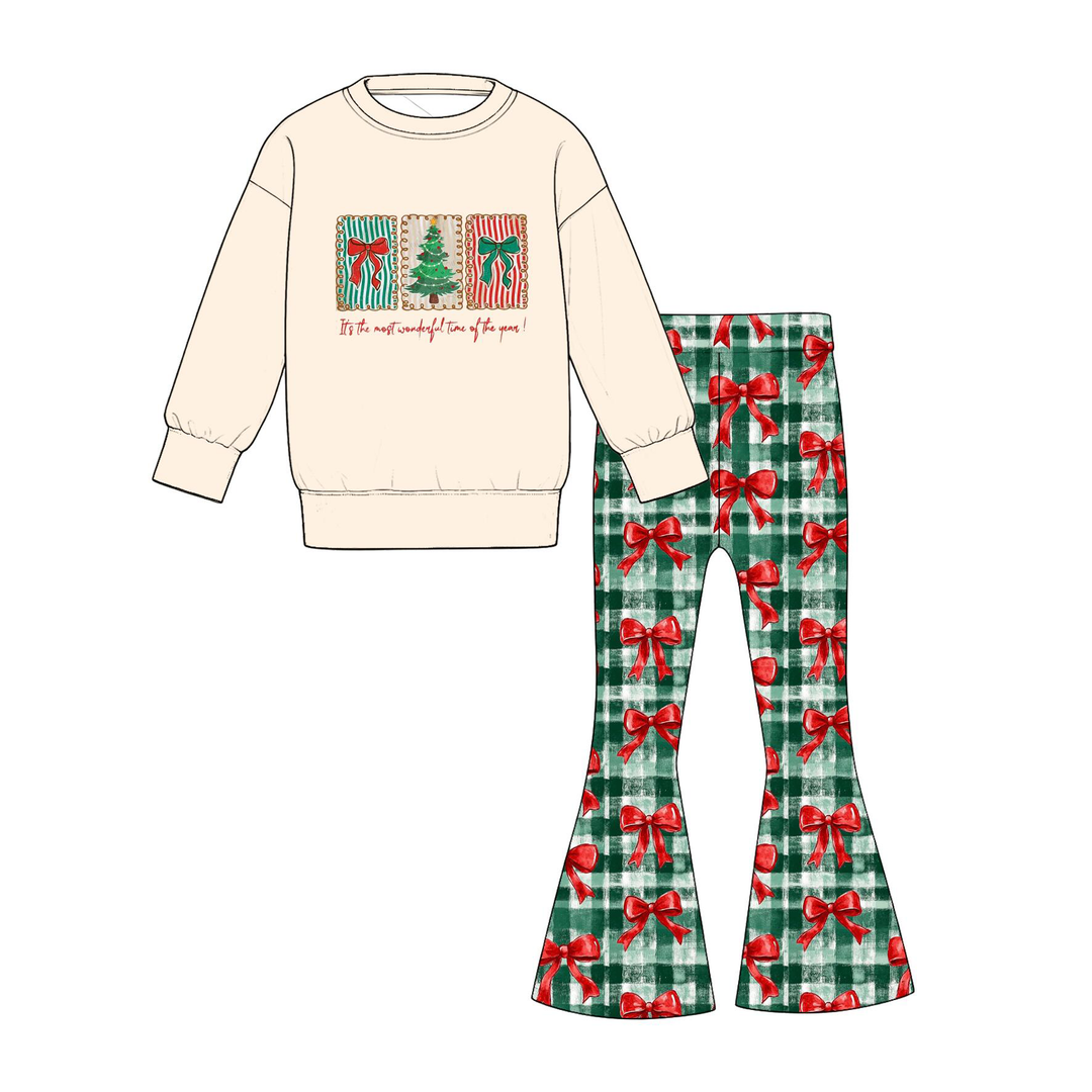 Christmas Bow Tree Mommy&Me Polka Dot Bell Bottom Set