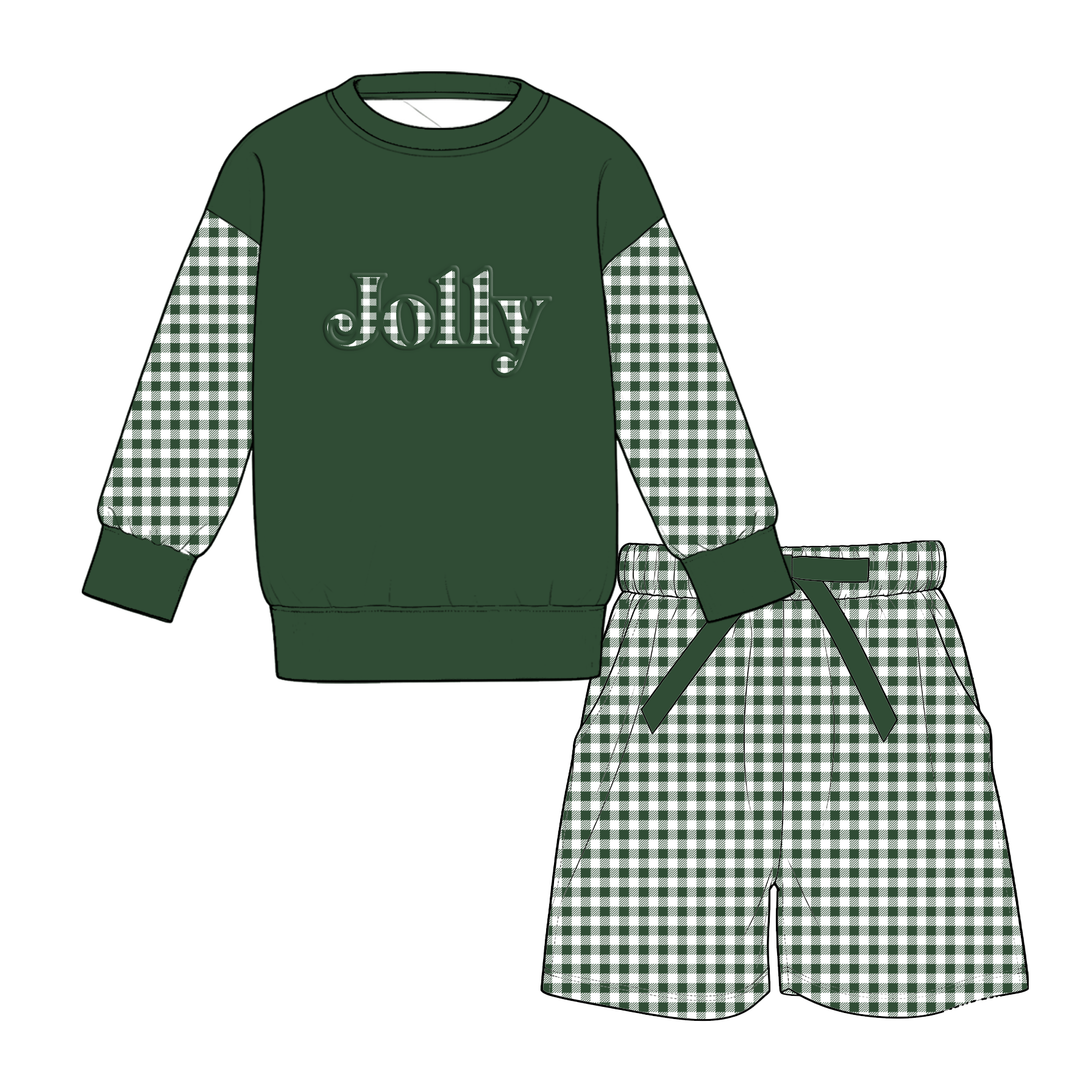 Girls Christmas Sweatshirt Top & Bowtie Shorts 2PCS Holiday Set