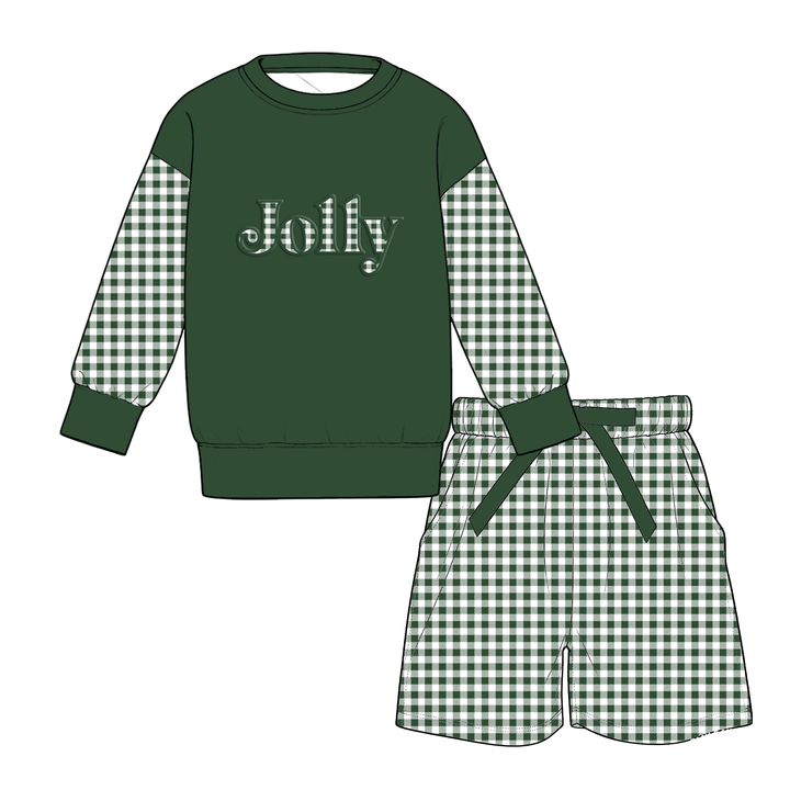 Girls Christmas Sweatshirt Top & Bowtie Shorts 2PCS Holiday Set