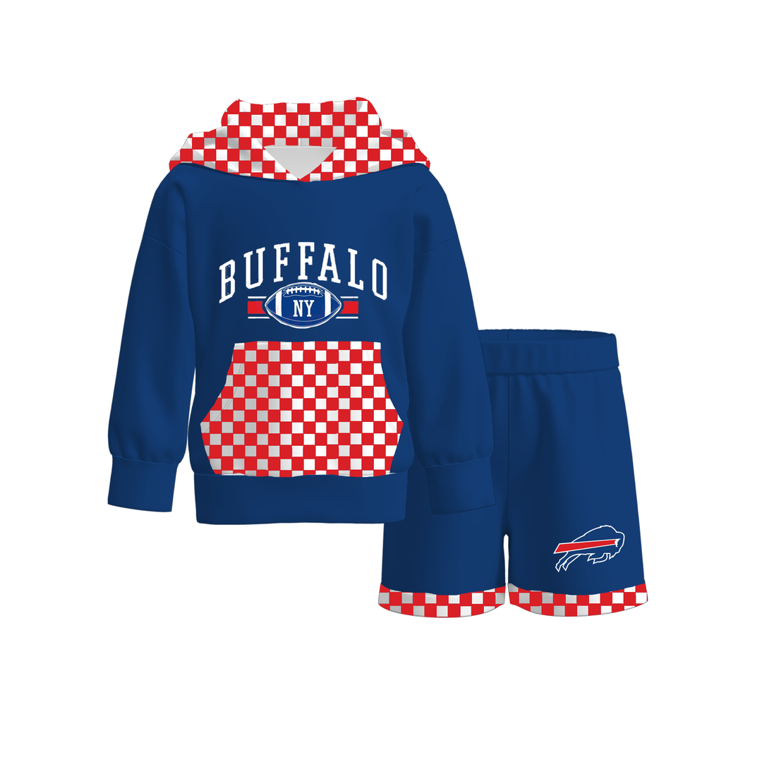 Girls Game Day Football Team Hoodie Sweater & Short 2PCS Set