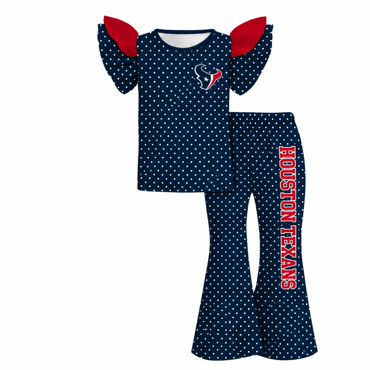 Girls Game Day Football Team Ruffle Top &Flare Pants Outfit