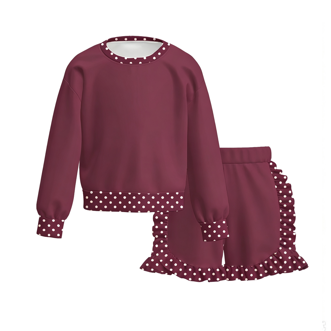Girls Pullover Sweatshirt Top & Ruffle Shorts 2PCS Set