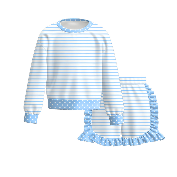 Girls Pullover Sweatshirt Top & Ruffle Shorts 2PCS Set
