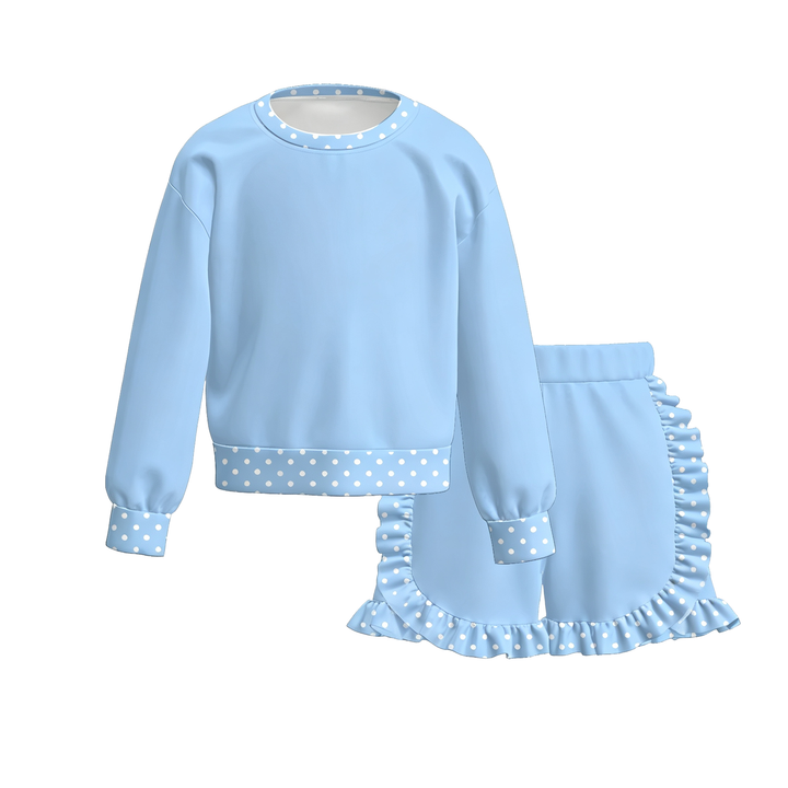Girls Pullover Sweatshirt Top & Ruffle Shorts 2PCS Set