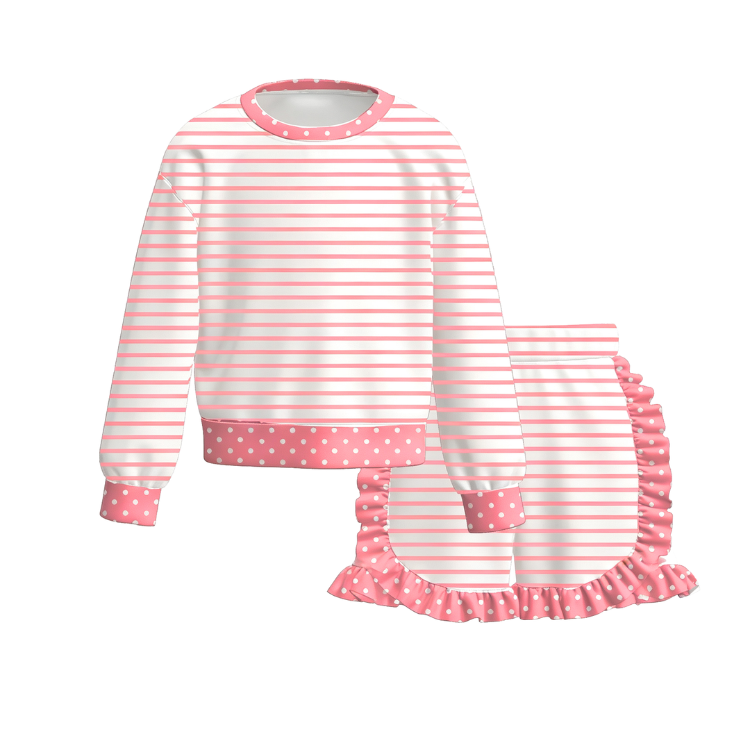 Girls Pullover Sweatshirt Top & Ruffle Shorts 2PCS Set