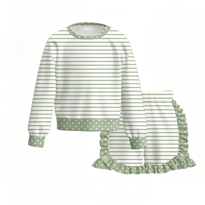 Girls Pullover Sweatshirt Top & Ruffle Shorts 2PCS Set
