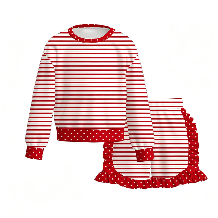 Girls Pullover Sweatshirt Top & Ruffle Shorts 2PCS Set