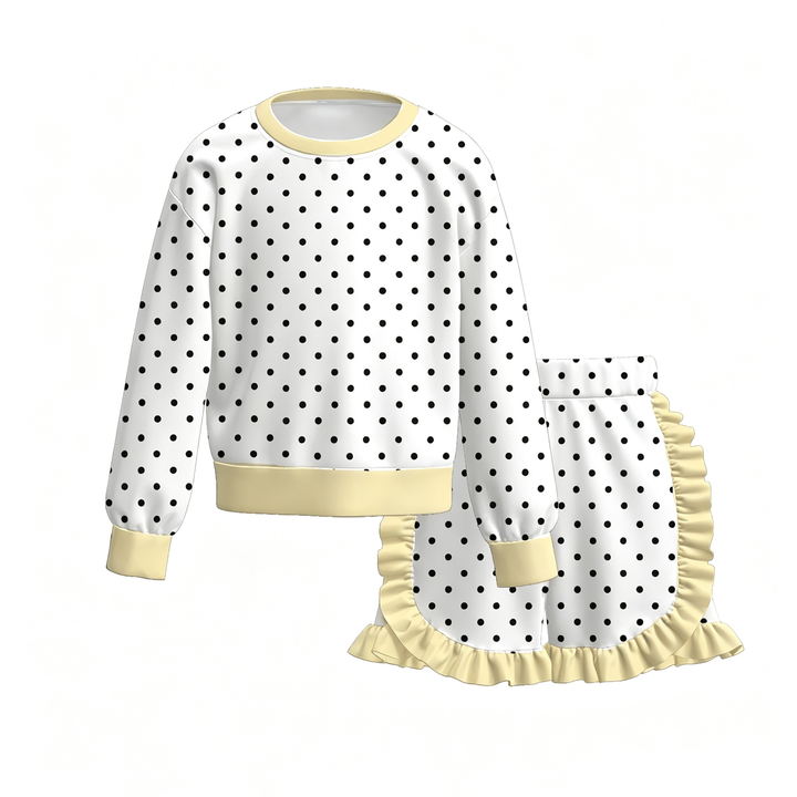 Girls Pullover Sweatshirt Top & Ruffle Shorts 2PCS Set