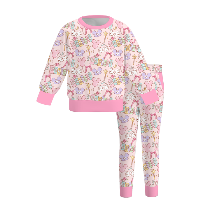Girls Soft Leopard Print Sweatshirt & Leggings 2PCS Set