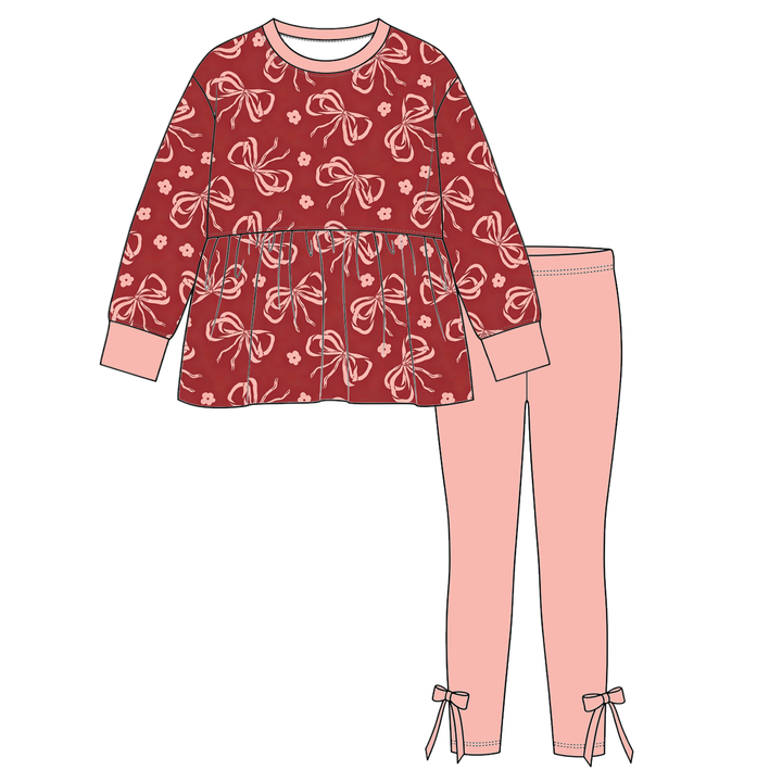 Girls Allover Print Long Sleeve Top and Leggings Set