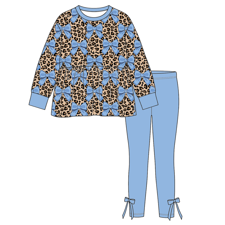 Girls Allover Print Long Sleeve Top and Leggings Set