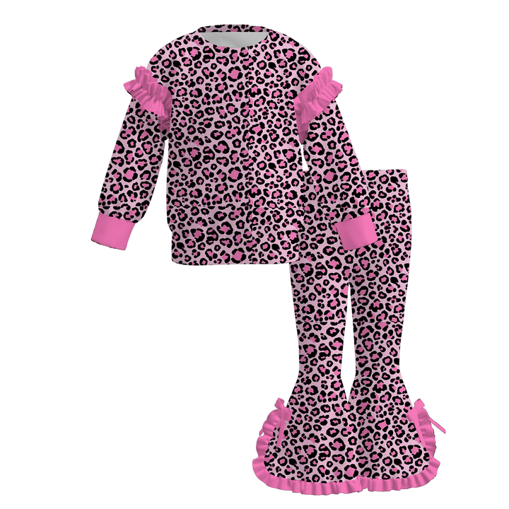 Girls Ruffle Sleeve Sweatshirt & Bell Bottoms 2PCS Set